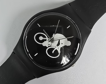 Vintage französische Radsportuhr schwarzes Silikonarmband Unisex Casual Sports