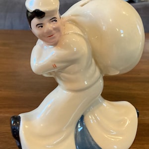 Vintage Ceramic Seamen&#39;s Bank For Savings Sailor Piggy Bank