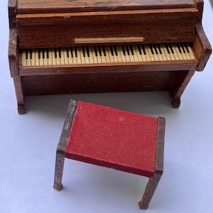 1960&#39;s Lundby Dollhouse Upright Piano and Seat - Sweden