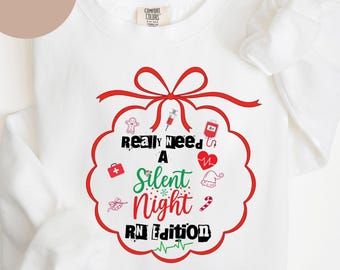 Christmas Medical PNG, Festive Nurse Sublimation Design, Funny Nurse Christmas PNG sublimation, Silent Night Christmas humor PNG.
