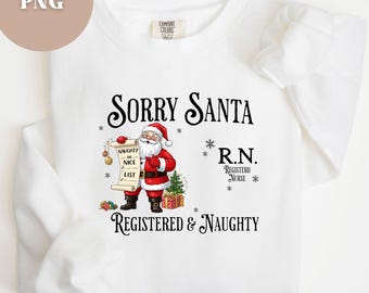 Santa Naughty or Nice List PNG | Christmas Nurse Sublimation Design | Funny Santa Claus Holiday Nurse Shirt Clipart Christmas Medical PNG