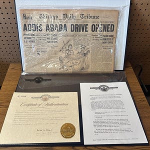1936 Chicago Tribune Newspaper w/ Certificate – Addis Ababa Invasion Headline – Authentic Vintage World History WWII Era