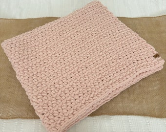 Pink Baby Blanket | Handmade, Crochet, Chunky, Half-Double Crochet
