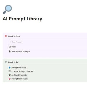 AI Prompt Tracking Database | Notion Powered Template Download to Accelerate Use of ChatGPT, Claude, Gemini for Individual and Business Uses