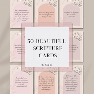 50 lindos cartões de oração com escrituras da Bíblia, cartões de memória da Bíblia, cartões de estudo da Bíblia, imprimíveis, cartões de afirmação, download digital, PDF