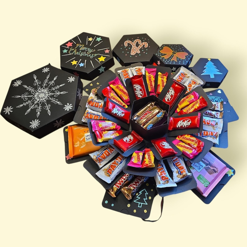 Caja de regalo explosiva personalizada, regalo sorpresa con foto y chocolate, caja de dulces sorpresa emergente para recuerdo de aniversario y cumpleaños. imagen 15