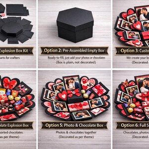 Caja de regalo explosiva personalizada, regalo sorpresa con foto y chocolate, caja de dulces sorpresa emergente para recuerdo de aniversario y cumpleaños. imagen 3