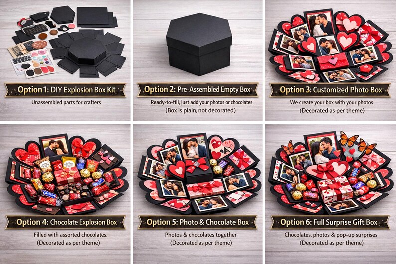 Caja de regalo explosiva personalizada, regalo sorpresa con foto y chocolate, caja de dulces sorpresa emergente para recuerdo de aniversario y cumpleaños. imagen 3
