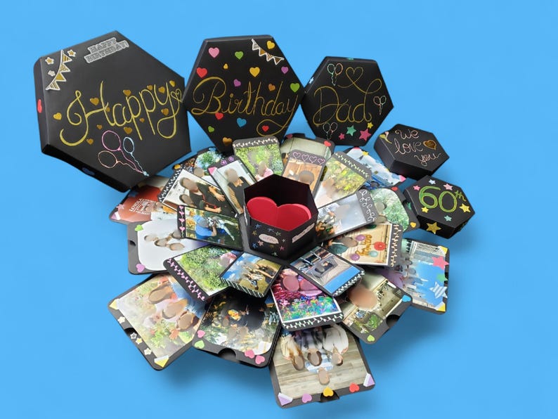 Caja de regalo explosiva personalizada, regalo sorpresa con foto y chocolate, caja de dulces sorpresa emergente para recuerdo de aniversario y cumpleaños. imagen 2
