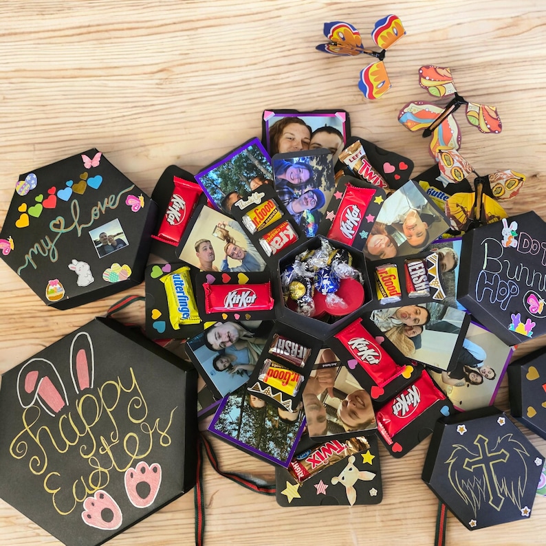 Caja de regalo explosiva personalizada, regalo sorpresa con foto y chocolate, caja de dulces sorpresa emergente para recuerdo de aniversario y cumpleaños. imagen 12