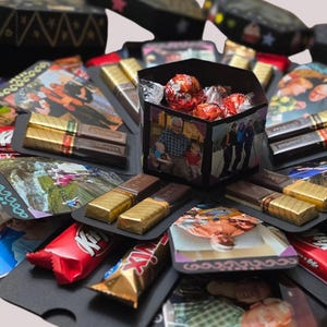 Caja de regalo explosiva personalizada, regalo sorpresa con foto y chocolate, caja de dulces sorpresa emergente para recuerdo de aniversario y cumpleaños. imagen 6