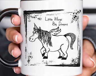 Whimsical Unicorn Coffee Mug, Quirky Horse Mug, Sarcastic Mug, Original Art, Quirky Home Decor For Kitchen, Cryptid Pony Art, Funny Artwork