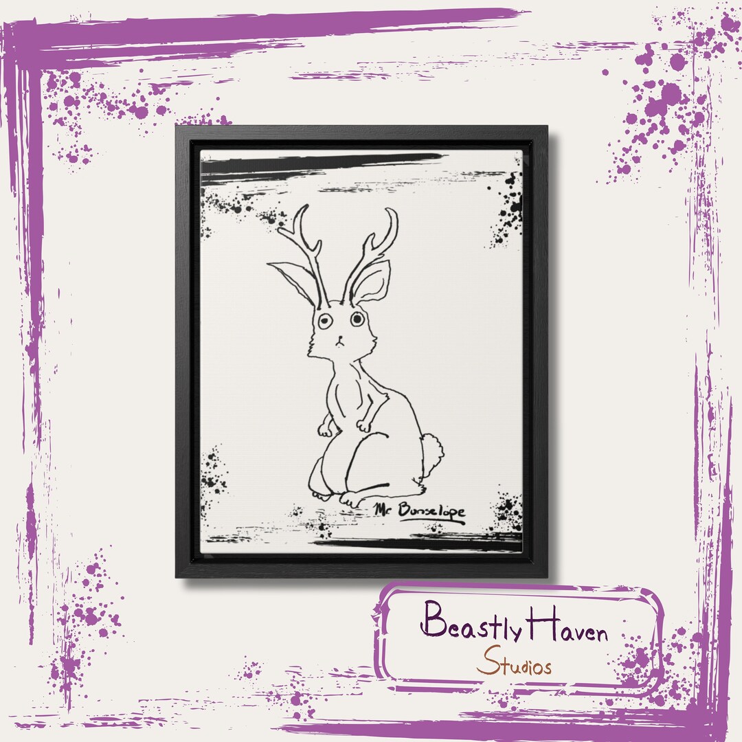 Whimsy Cryptids Whimsical Cryptid Wall Art, Jackalope Gallery Canvas Framed Art, Quirky ...