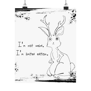 Quirky Jackalope Poster, Whimsical Cryptid Wall Art, Sarcastic Jackalope Canvas Art, Cryptozoology Prints, Home Decor, Artsy Gift, Artwork