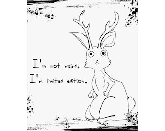 Quirky Jackalope Poster, Whimsical Cryptid Wall Art, Sarcastic Jackalope Canvas Art, Cryptozoology Prints, Home Decor, Artsy Gift, Artwork