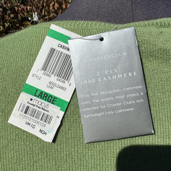 Y2K Charter Club Two Ply Cashmere Sweater, Classic Green Crew Neck
