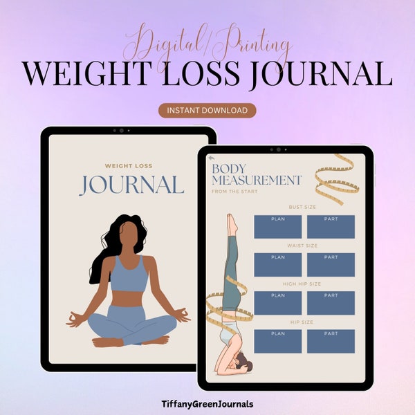 Digital Weight Loss Journal | iPad Android | GoodNotes, Notability | Printable PDF | Hyperlinked Templates