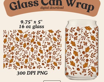 Fall Foliage Glass Can Wrap: 16oz Libbey, UVDTF PNG (Digital Download)
