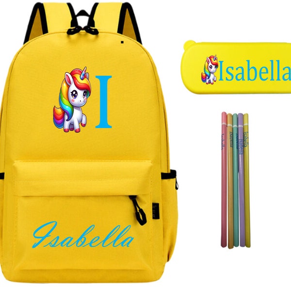 Personalised Name Initial Backpack, Personalized pencil Case ,Custom pencil set, Gift for Girl,Gift for son,Custom School Bag,Gift for Boy