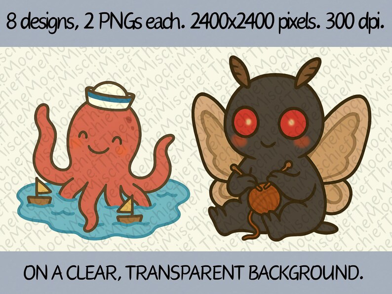 Whimsy Cryptids Whimsical Cryptid Cliparts – 8 Cute Kawaii Monsters and Creatures ...