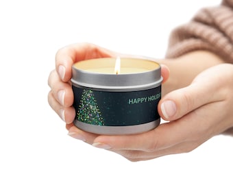 Holiday Tin Candles - Festive Home Decor, Candle Gift for Christmas, Cozy Atmosphere, Aromatherapy, Unique Gift Idea