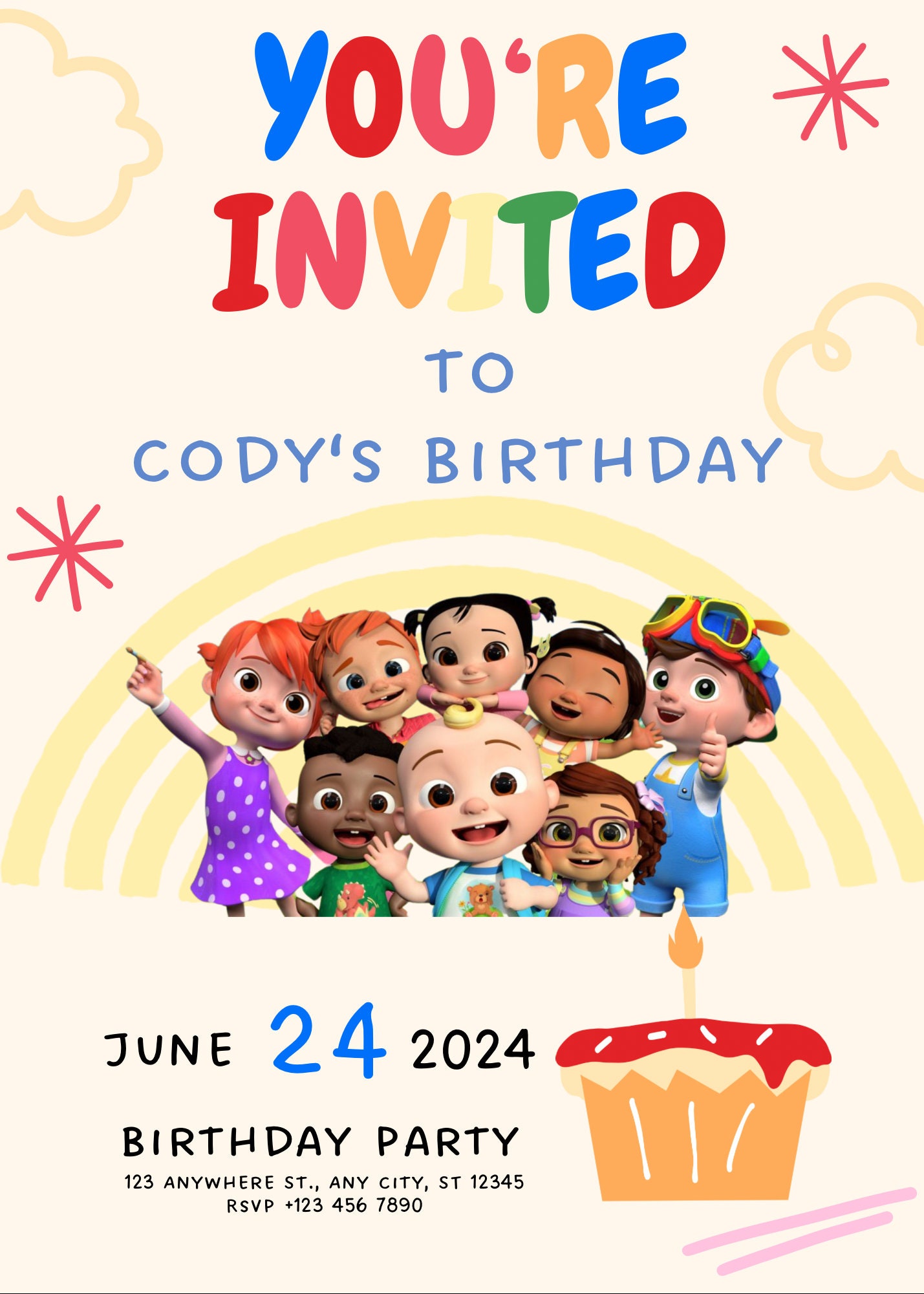 Birthday Party Invitation, Birthday Decorations, Editable