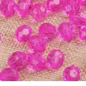 500g/bag Acrylic beads, Crystal beads, Transparent faceted beads, Loose beads, DIY bag-making beads, DIY craft supplies (10mm PINK)