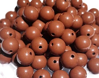 Acrylic Beads, spacer beads, acrylic Round Beads,Gum Ball Beads with Holes for Jewelry Bracelets,Loose beads, Beads for Bag (8mm)500g BROWN