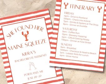 Maine Squeeze Bachelorette Party Invitation | Coastal Lobster Invite (Edit & Print)