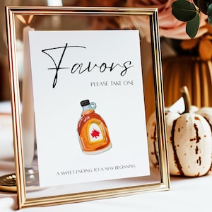 Ahornsirup Hochzeit Gunst Zeichen Vorlage | Take A Favor Zeichen | Rustikales, Herbst Hochzeit Zeichen | Bearbeitbar, bedruckbar
