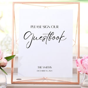 Guestbook Sign Template | Printable Wedding Guestbook Sign | Modern, Minimalist Wedding Sign | Editable Wedding Sign | Customizable