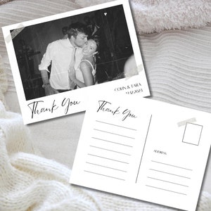 de Carte postale de remerciement pour mariage | Remerciements pour photo de film vintage | Carte postale imprimable de remerciement pour mariage