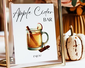 Letrero de bar de sidra de manzana / Decoración para bodas y fiestas de otoño (descarga instantánea)