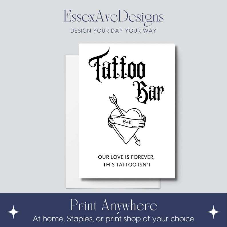 Tillfällig tatueringsstation bröllopsskylt | Tatueringsbar | Redigerbar Canvasmall | Bröllopsgåva | Möhippa bild 4