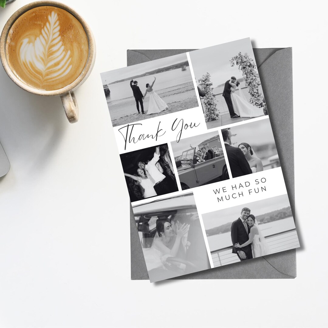 Black & White Gallery Wedding Thank You Card Template | Modern ...