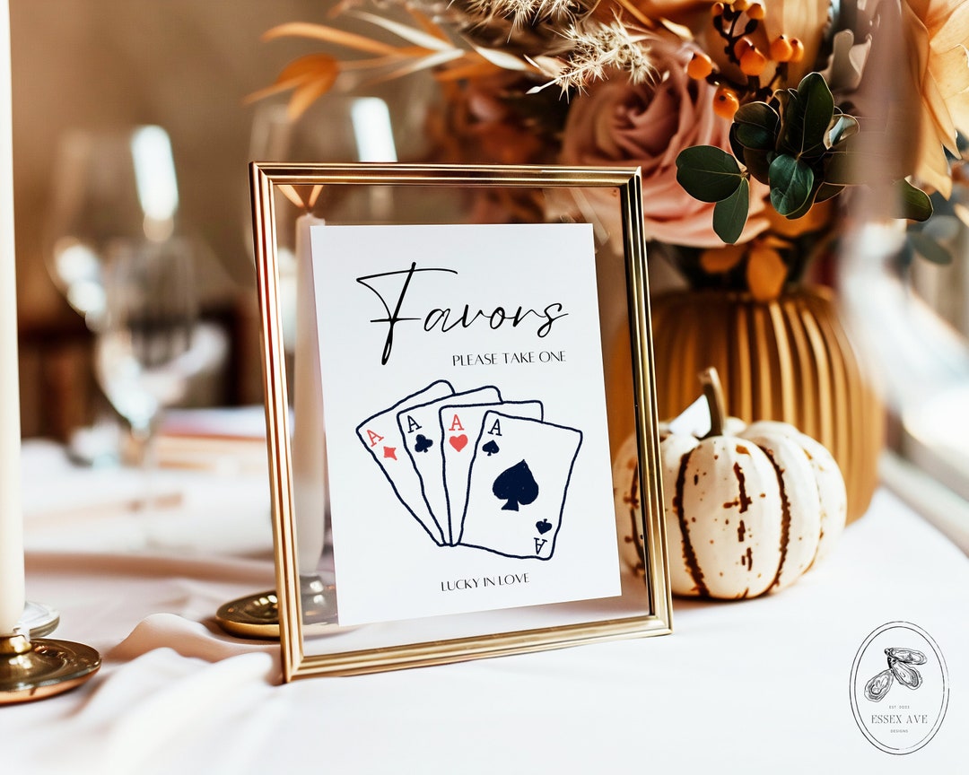 Watercolor Playing Cards Wedding Favors Sign (printable) - Etsy