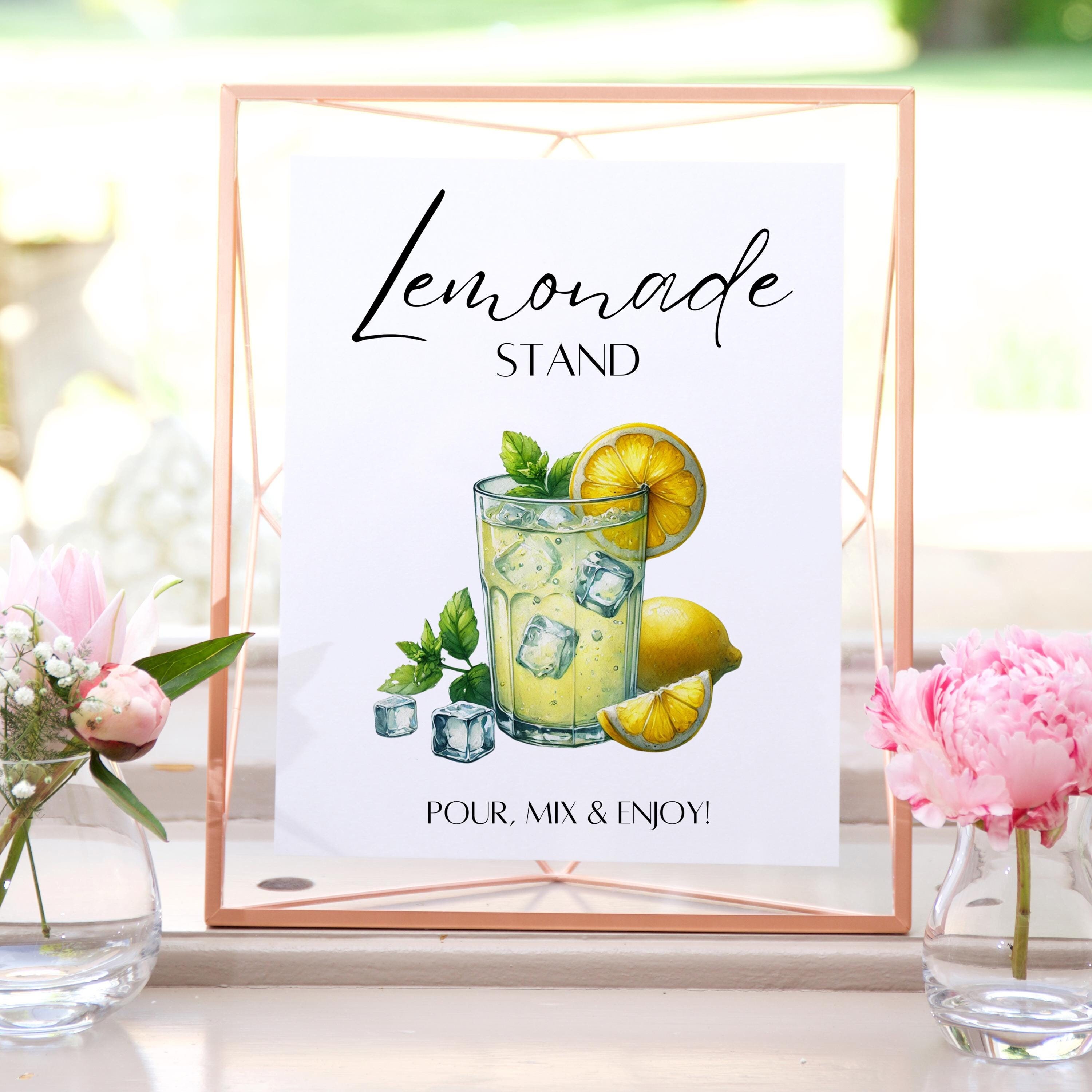 Lemonade Stand Sign | Sign Template | Lemonade Bar for Bridal Shower ...