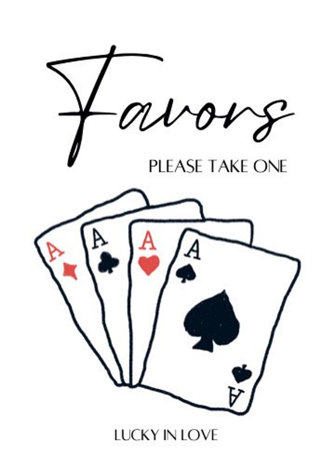 Watercolor Playing Cards Wedding Favors Sign (printable) - Etsy