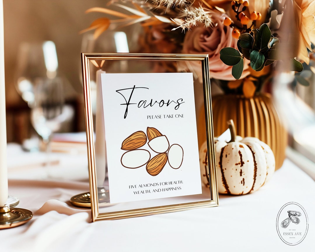 Printable Wedding Favors Sign | Wedding Almonds Favor | Please Take A ...