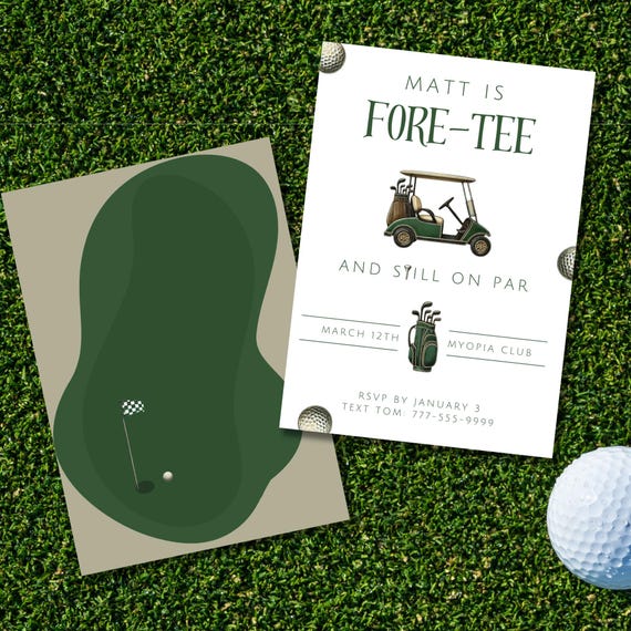 Golf Theme Birthday Invitation Template | Let's Par-tee | Men's 40th Birthday, 50th Birthday, 60th Birthday