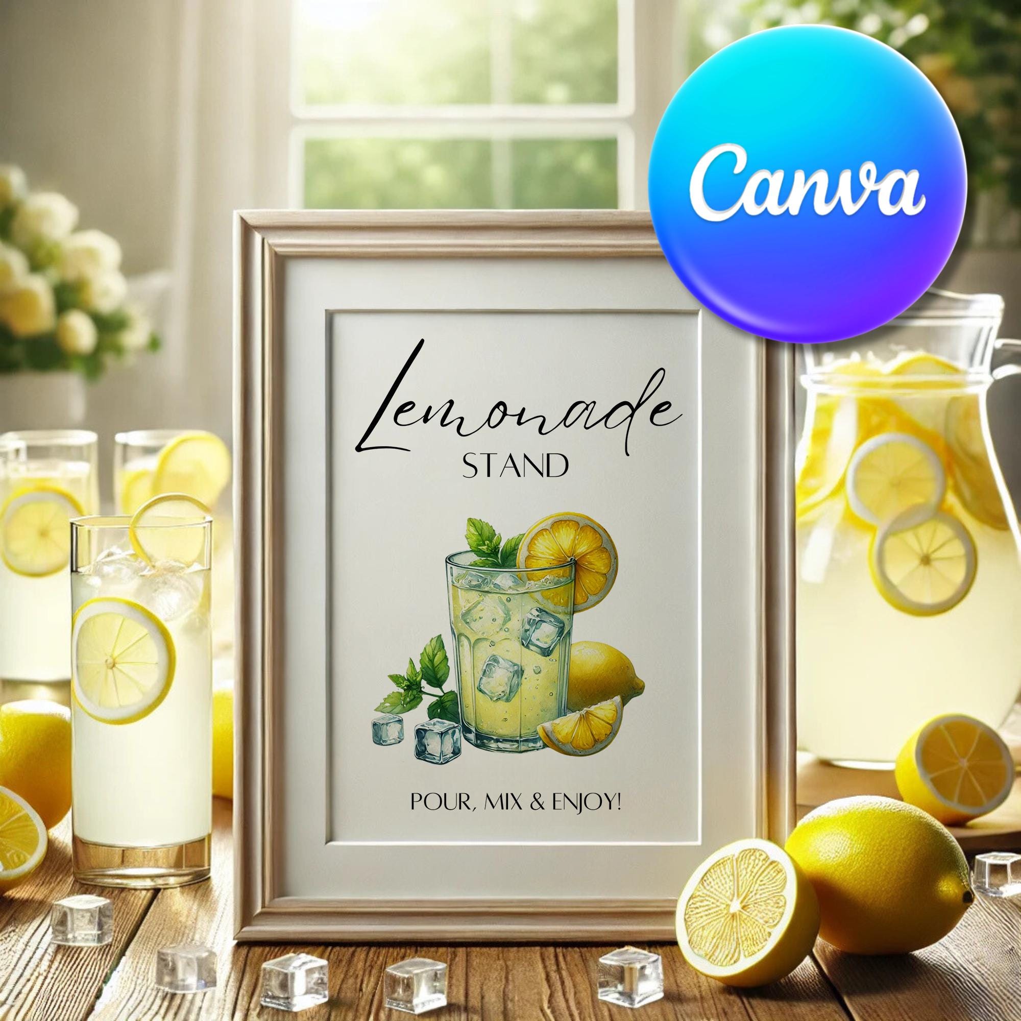 Lemonade Stand Sign | Sign Template | Lemonade Bar for Bridal Shower ...