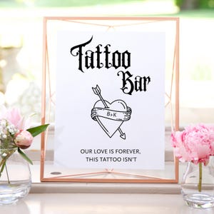 Tillfällig tatueringsstation bröllopsskylt | Tatueringsbar | Redigerbar Canvasmall | Bröllopsgåva | Möhippa bild 3