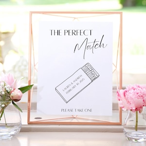 The Perfect Match Wedding Favor Sign | Editable Template | Unique Favors | Custom Minimal Wedding Sign