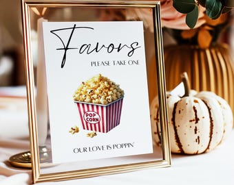 Popcorn Wedding Favors Sign | Popcorn Party Favor | Please Take A Favor Sign | Wedding Sign | Instant Download