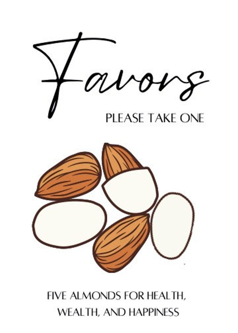 Printable Wedding Favors Sign | Wedding Almonds Favor | Please Take A ...