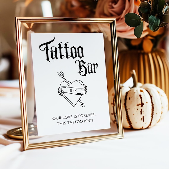 Temporary Tattoo Station Wedding Sign | Tattoo Bar | Editable Canva Template | Wedding Favor | Bachelorette Party