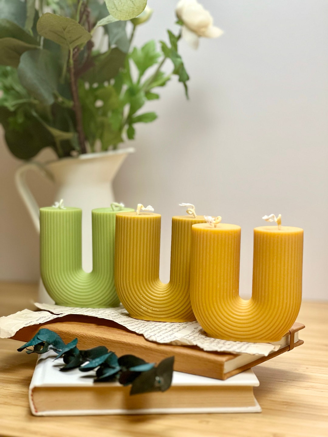 U Shaped Candle Ribbed Candle Aesthetic Candle Decorative Candle Home