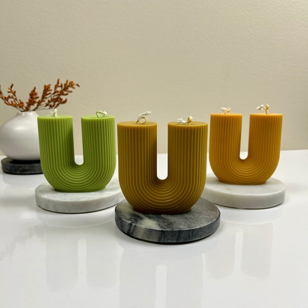 U Shaped Candle | Ribbed Candle | Aesthetic Candle | Decorative Candle | Home Decor | Unique Candle | Handmade Gift For The Home | Lovely