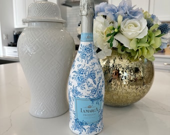 Blue Floral Painted Bottle