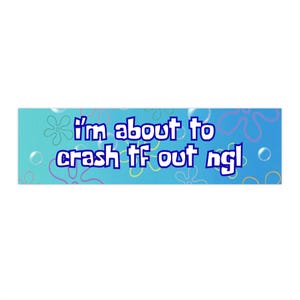 Naklejka na zderzak SpongeBob Crash Out | Zabawna naklejka na samochód | 11x3 cale